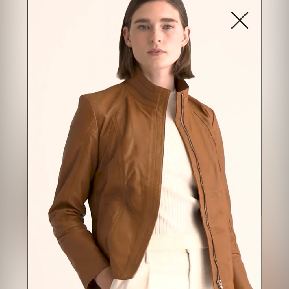 100% Leather Stand Collar Jacket Size Medium